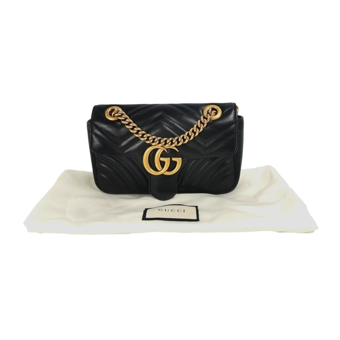 Gucci GG Marmont Black Leather Quilted Crossbody Style 2