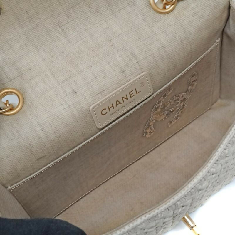 Chanel Cruise 2018 Raffia Crochet Medium Flap Bag