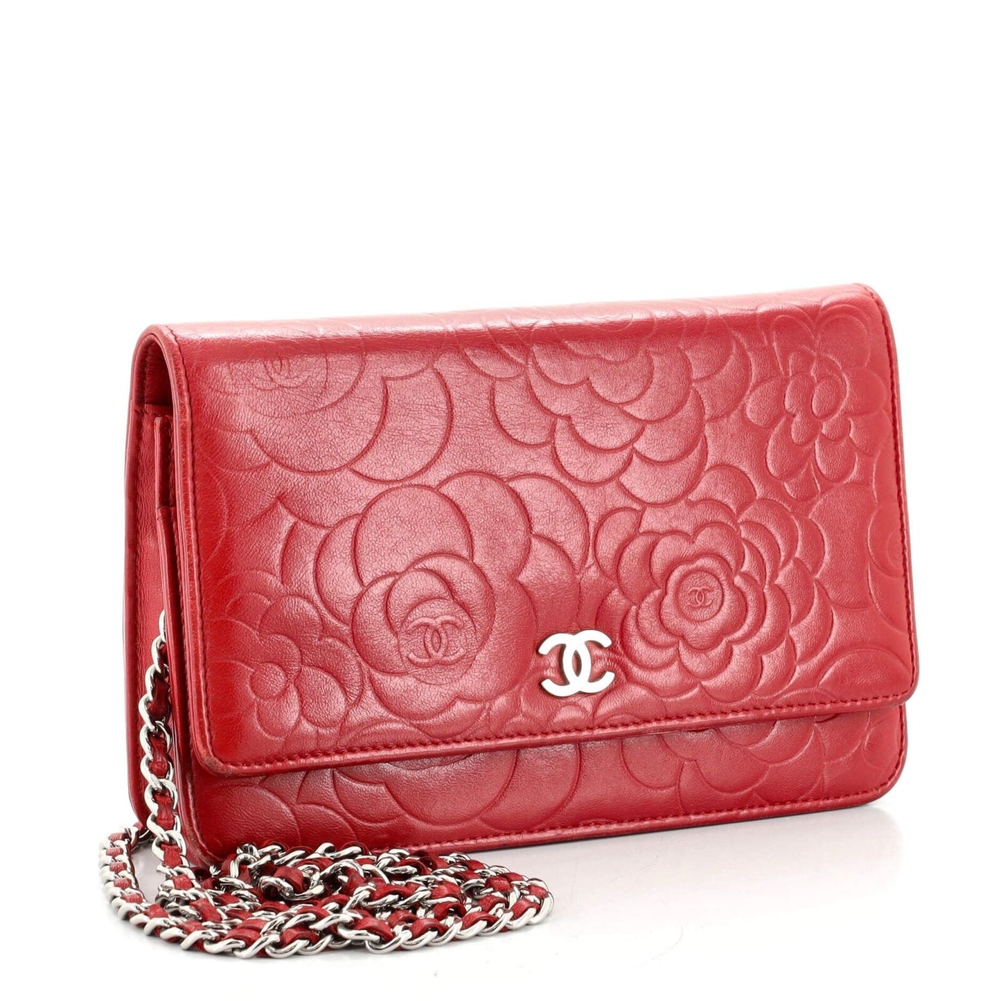 Chanel Wallet on Chain Camellia Lambskin Red