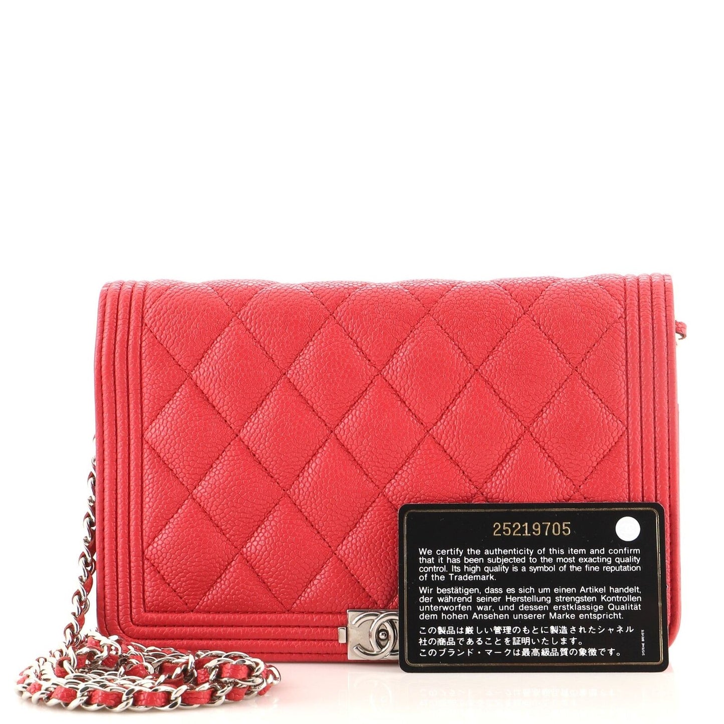 Chanel Boy Wallet on Chain Quilted Caviar Pink