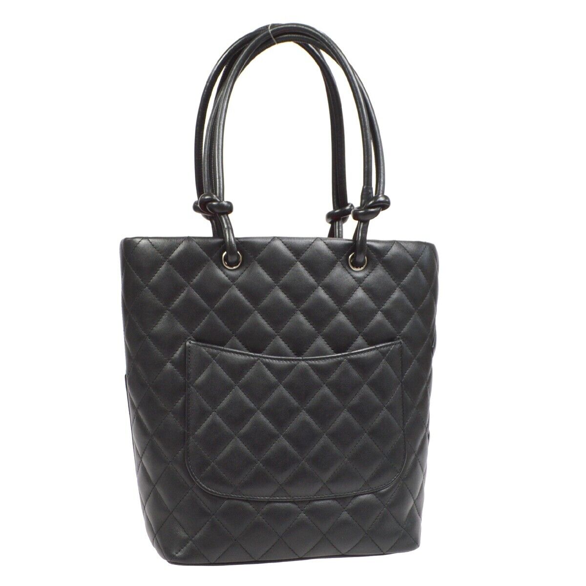 CHANEL Quilted Cambon Ligne CC Hand Tote Bag Black Calfskin 9016182 54803
