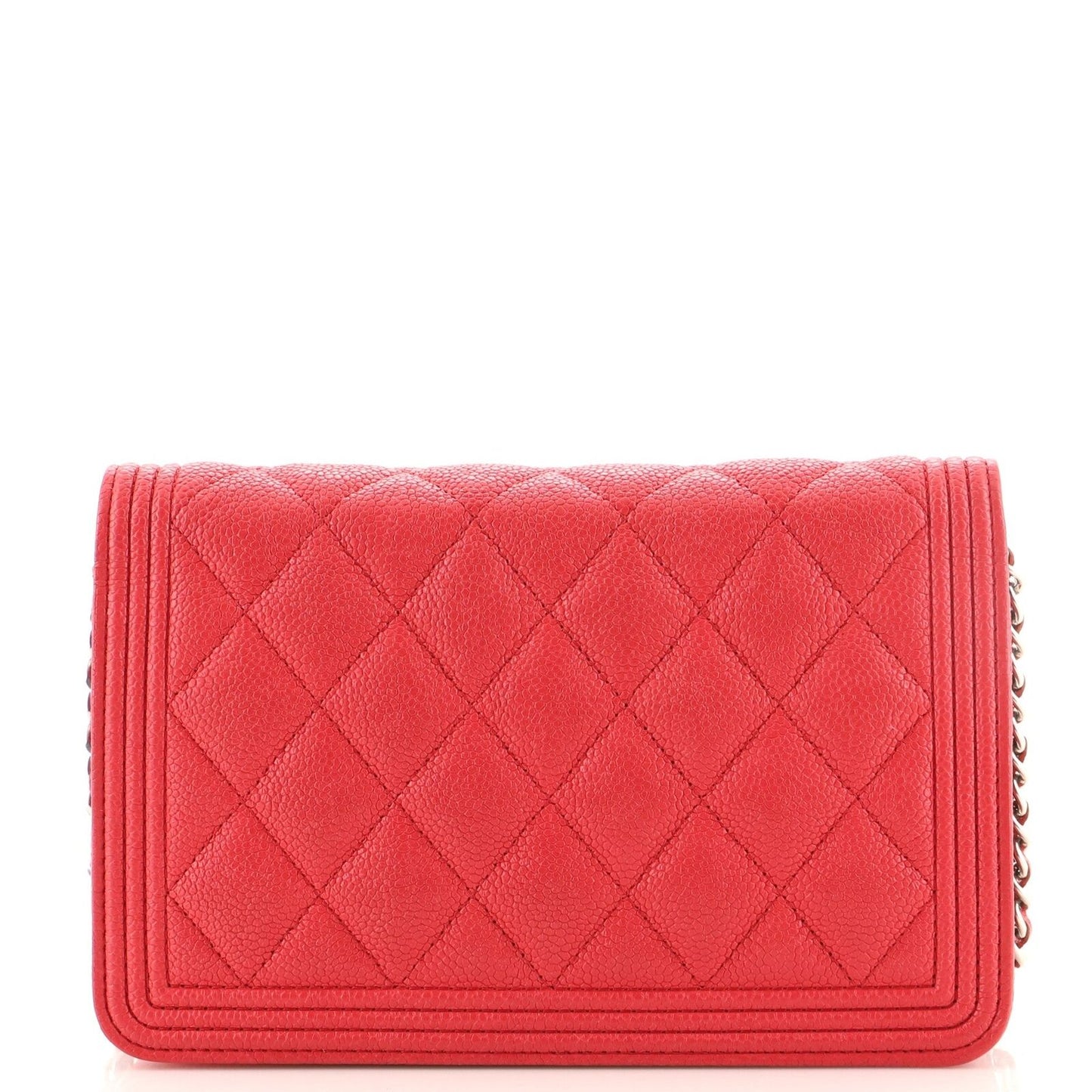 Chanel Boy Wallet on Chain Quilted Caviar Pink