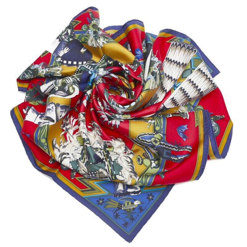 Hermes Red Les Danses des Indiens Scarf