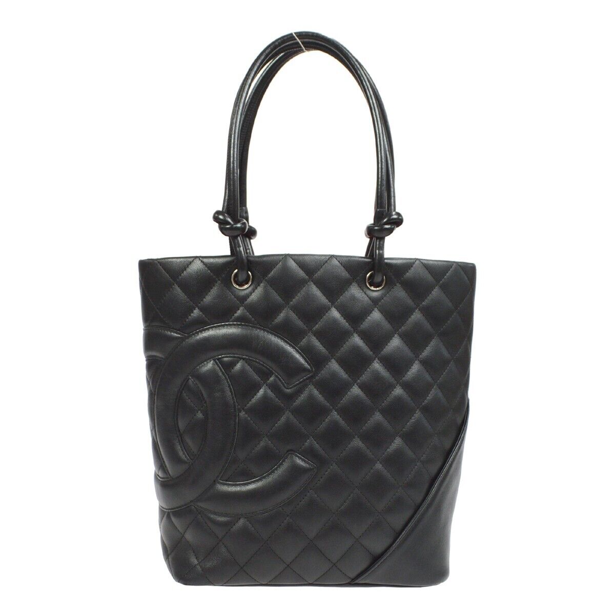 CHANEL Quilted Cambon Ligne CC Hand Tote Bag Black Calfskin 9016182 54803