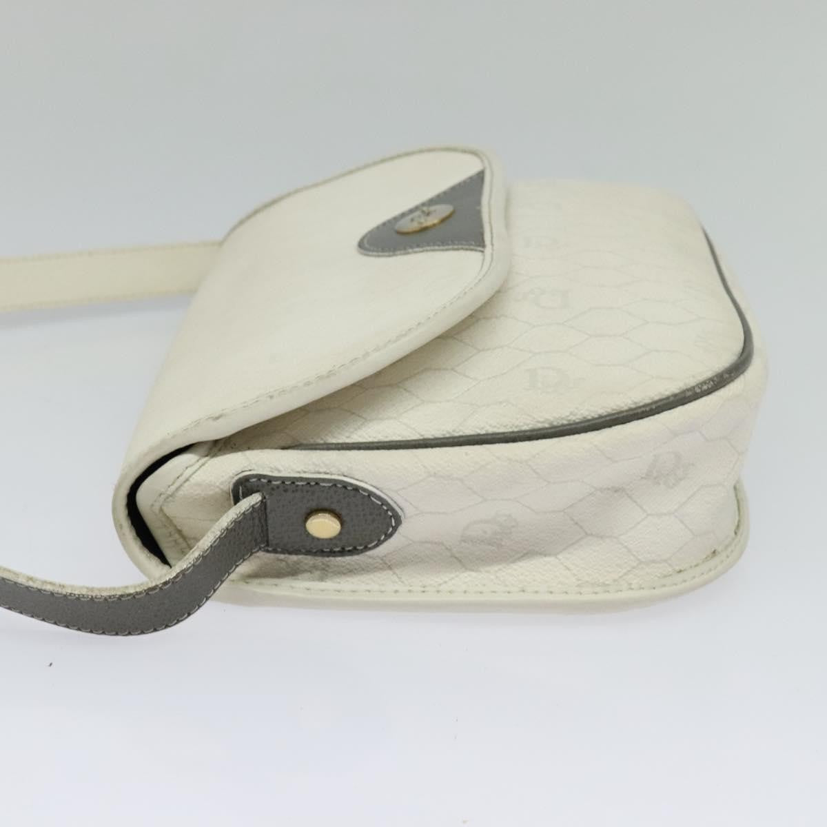 Christian Dior   Honeycomb Flap Crossbody Bag Coated Canvas White Canvas Bag ()