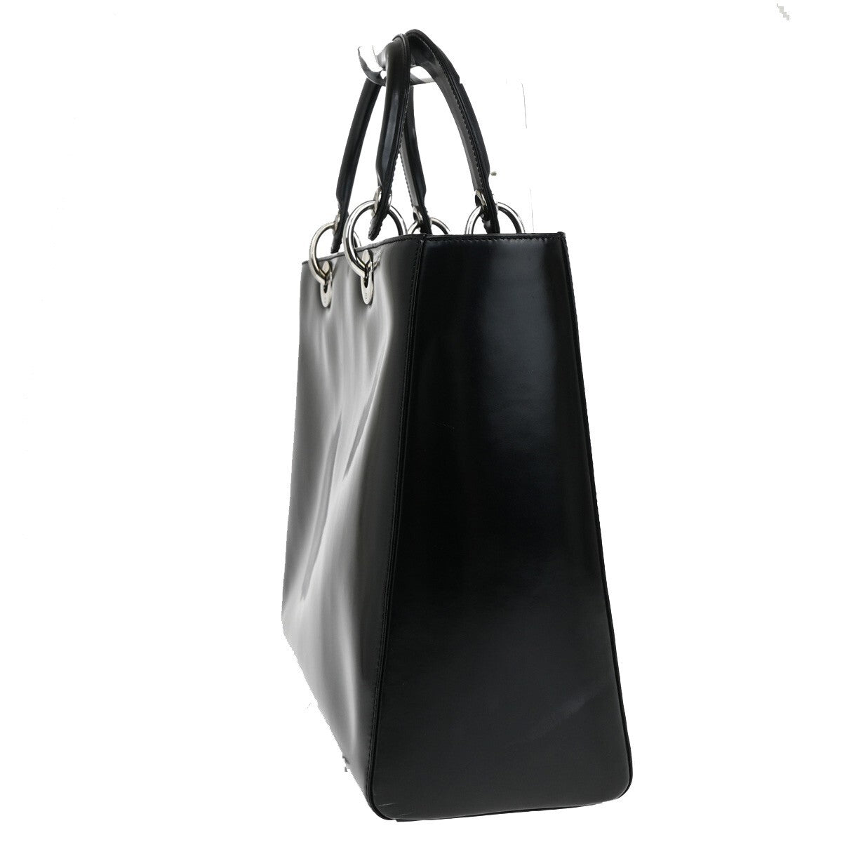 Christian Dior   Lady Dior Patent Noir Cuir Vernis Black Patent_Leather Bag ()