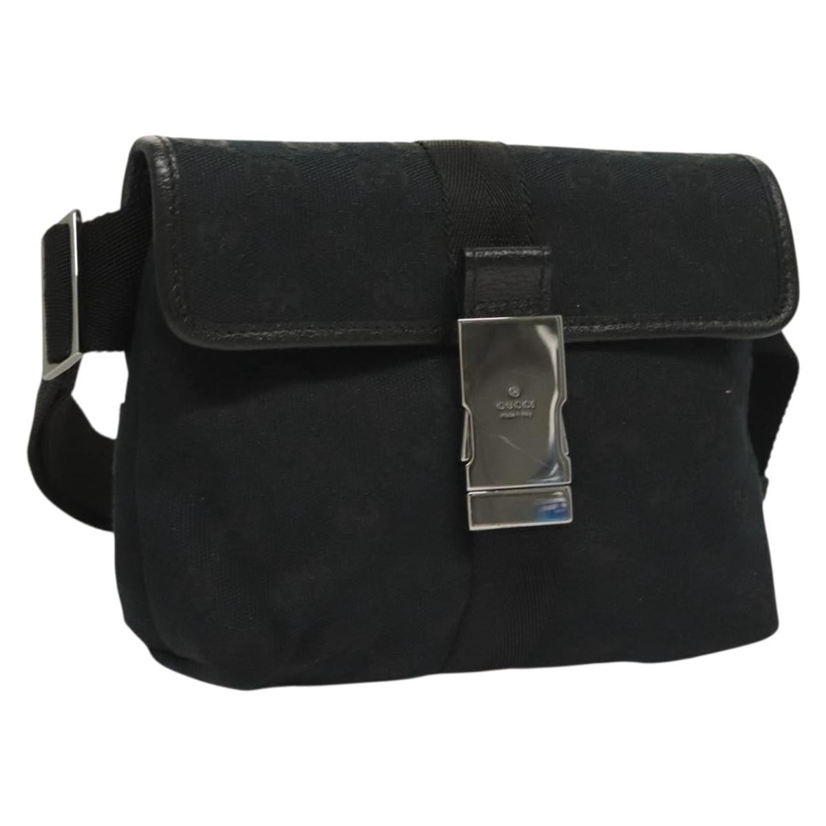 Gucci Buckle Belt Bag Gg Canvas Black Canvas Bag ( )