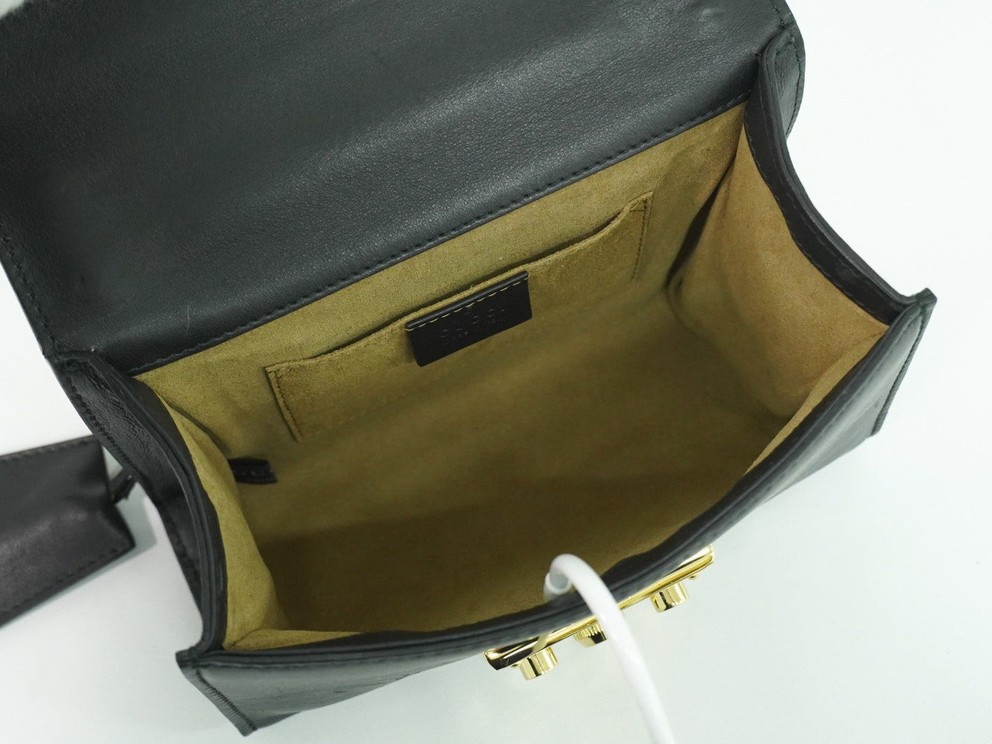 Gucci Padlock Shoulder Bag Leather Black Leather Shoulder Bag Bag ( )