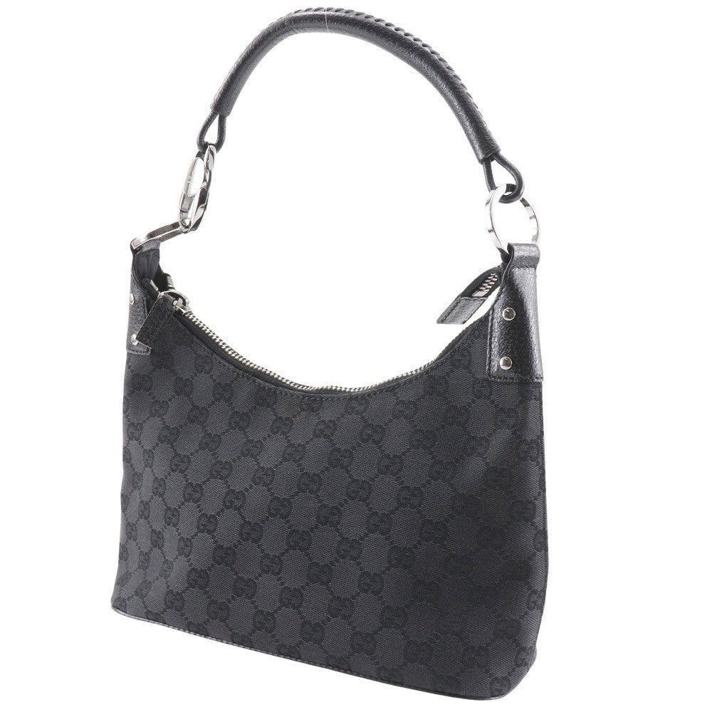 Gucci Ring Handle Zip Hobo Gg Canvas Black Canvas Shoulder Bag Bag ( )