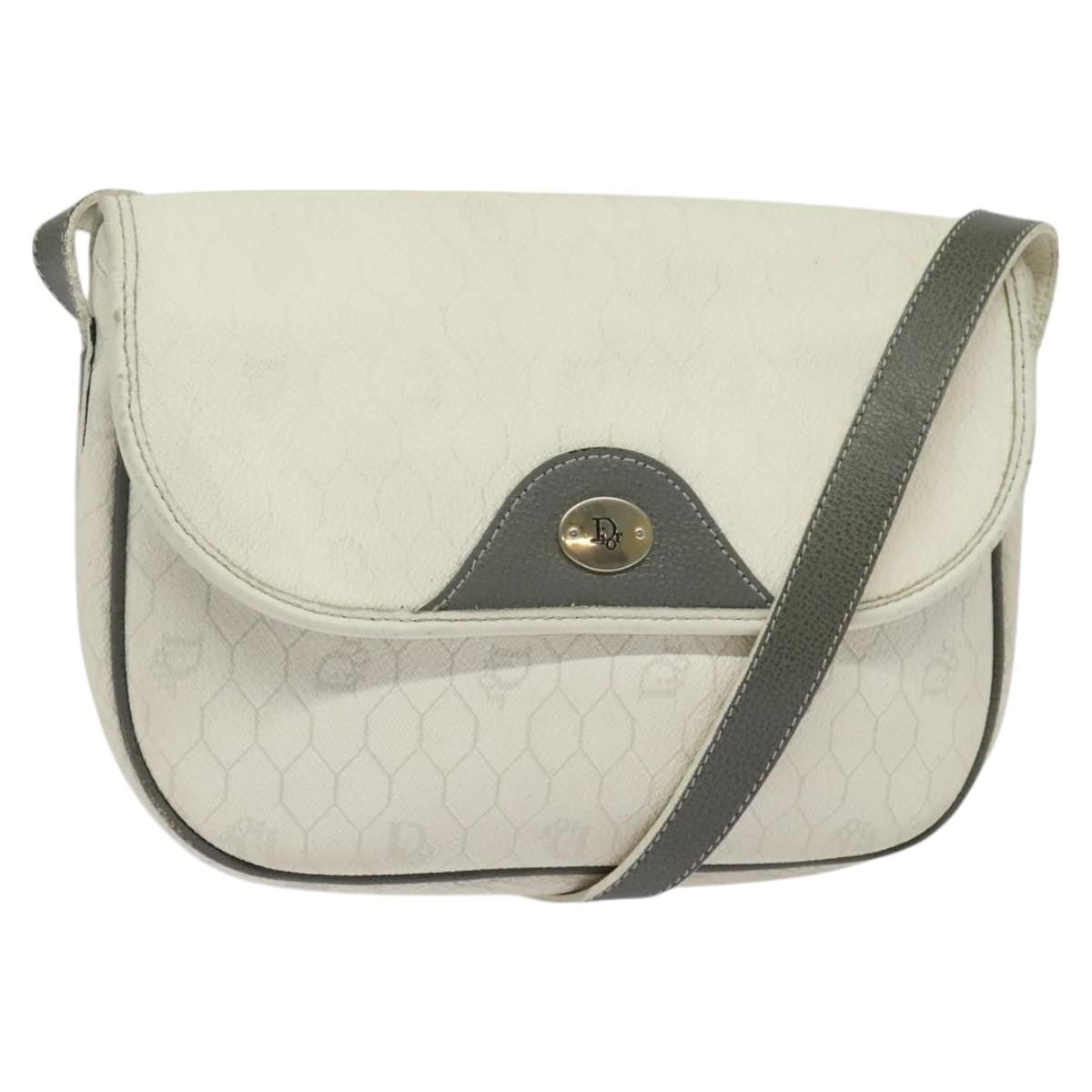 Christian Dior   Honeycomb Flap Crossbody Bag Coated Canvas White Canvas Bag ()
