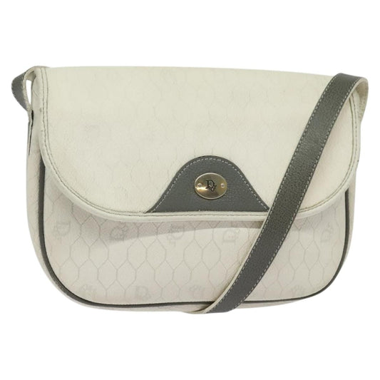Christian Dior   Honeycomb Flap Crossbody Bag Coated Canvas White Canvas Bag ()