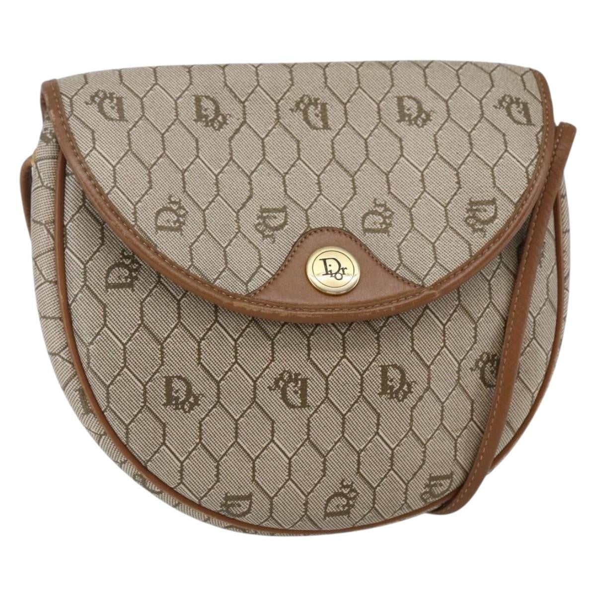 Christian Dior   Honeycomb Flap Crossbody Bag Coated Canvas Beige Canvas Shoulder Bag Bag ()