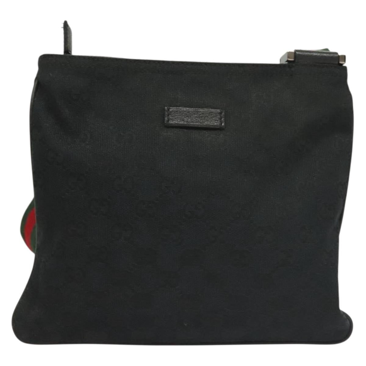 Gucci Web Strap Zip Messenger Bag Gg Canvas Black Canvas Shoulder Bag Bag ( )