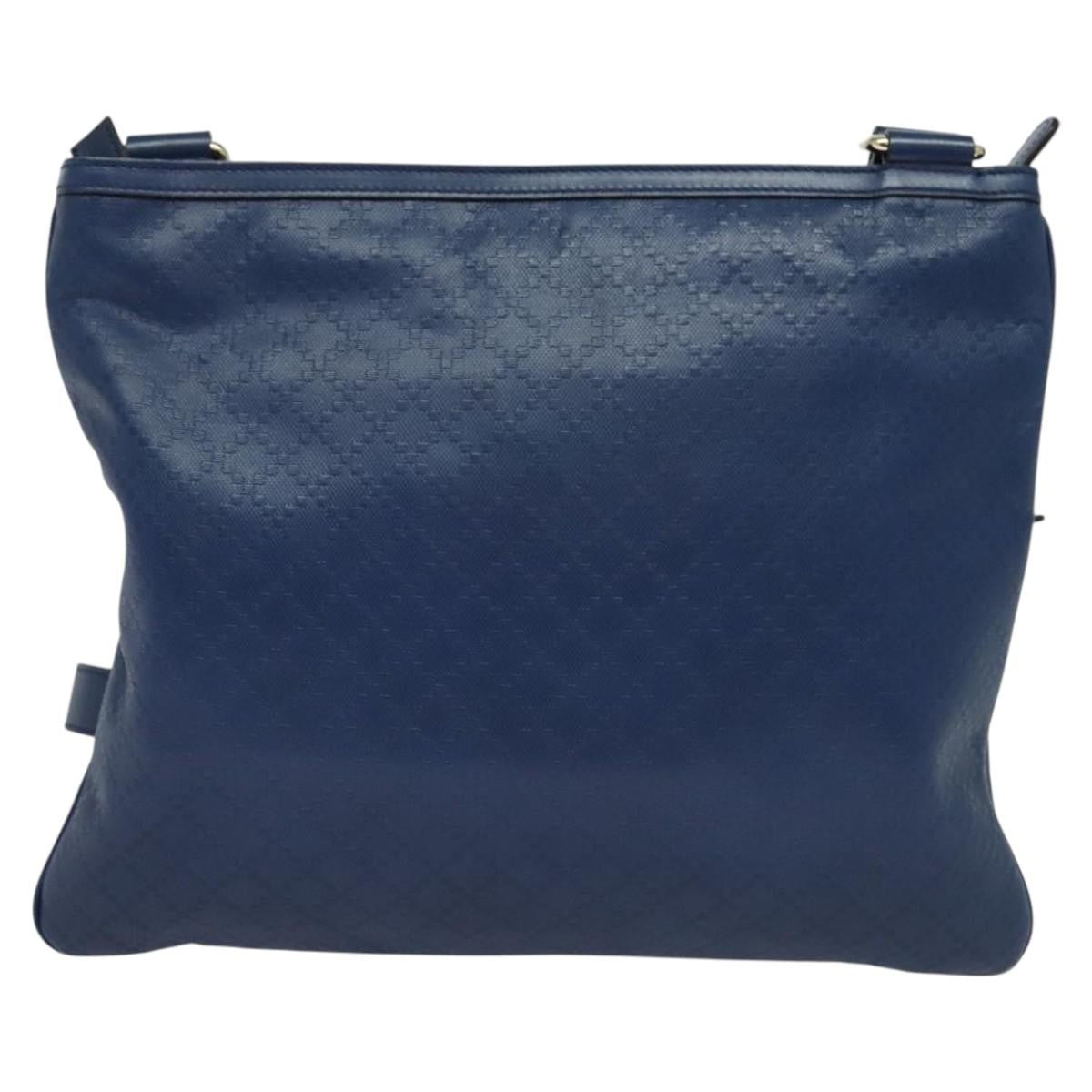 Gucci Zip Top Messenger Bag Diamante Leather Blue Leather Shoulder Bag Bag ( )