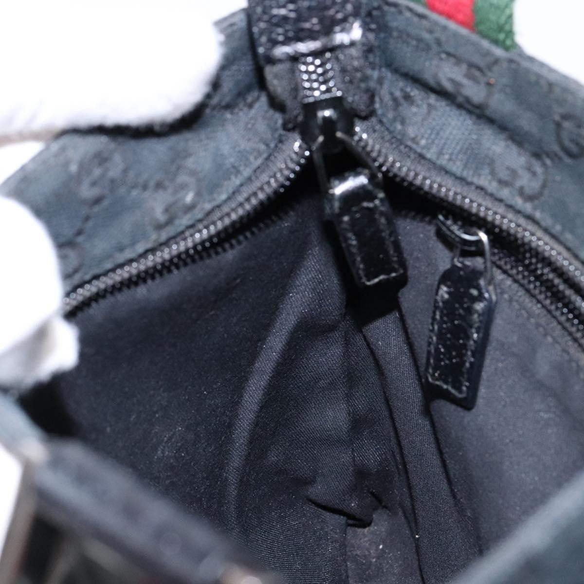 Gucci Web Strap Zip Messenger Bag Gg Canvas Black Canvas Shoulder Bag Bag ( )