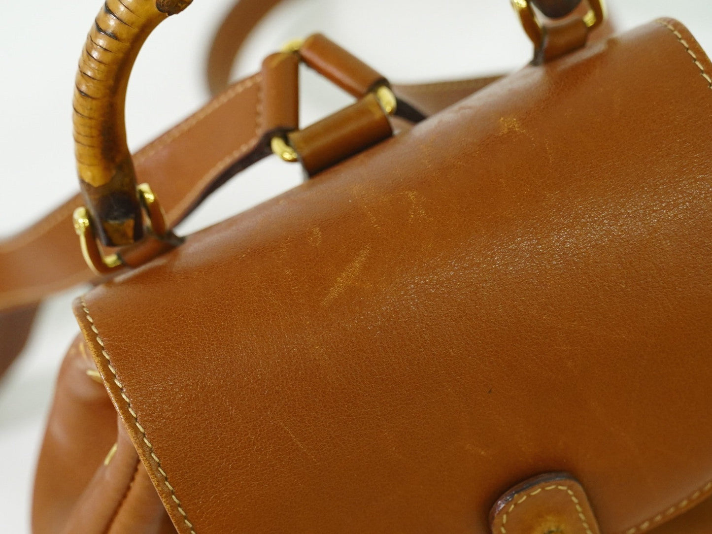 Gucci   Bamboo Backpack Leather Brown Leather Backpack Bag ( )