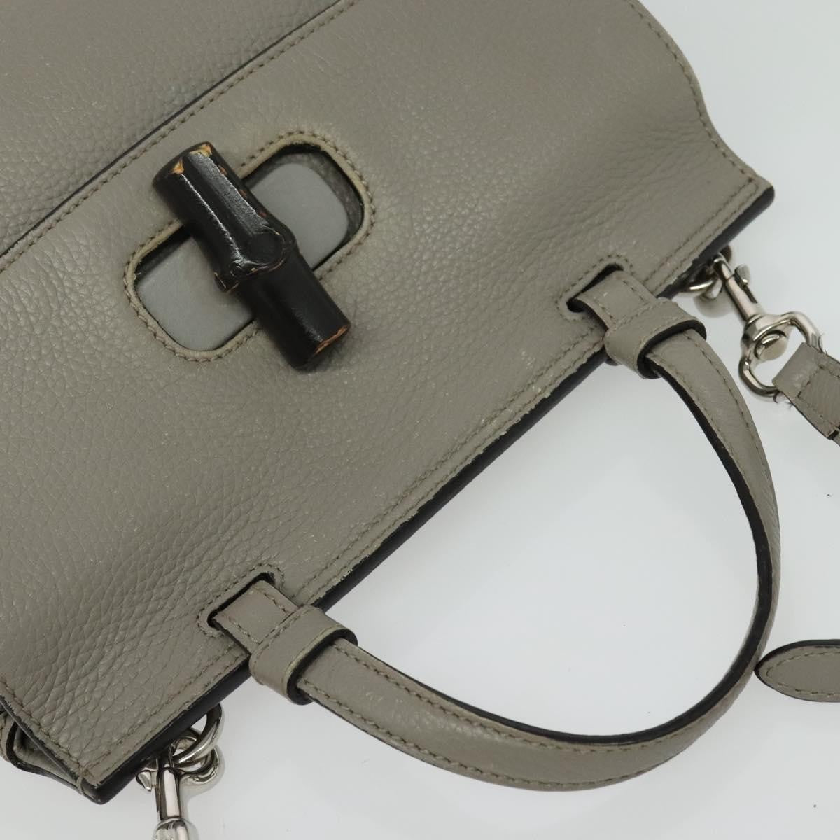 Gucci Bamboo Daily Top Handle Bag Leather Gray Leather Bag ( )