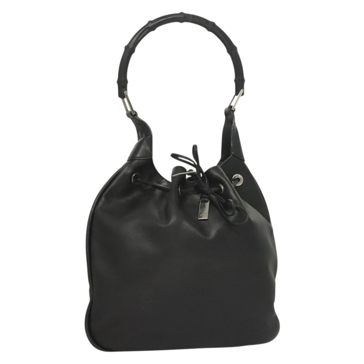 Gucci   Bamboo Shoulder Bag Leather Black Leather Handbag ( )