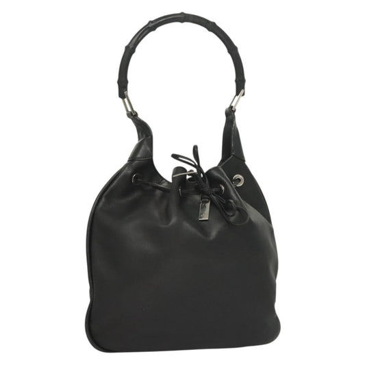 Gucci   Bamboo Shoulder Bag Leather Black Leather Handbag ( )