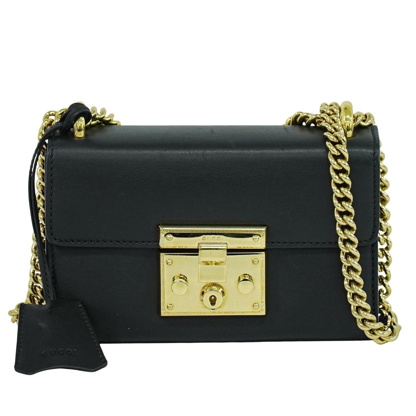 Gucci Padlock Shoulder Bag Leather Black Leather Shoulder Bag Bag ( )
