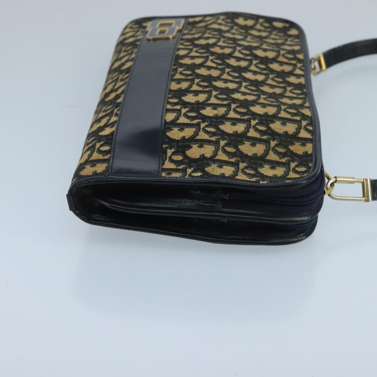 Christian Dior   Trotter Crossbody Bag Diorissimo Coated Canvas Navy Canvas Shoulder Bag Bag ()