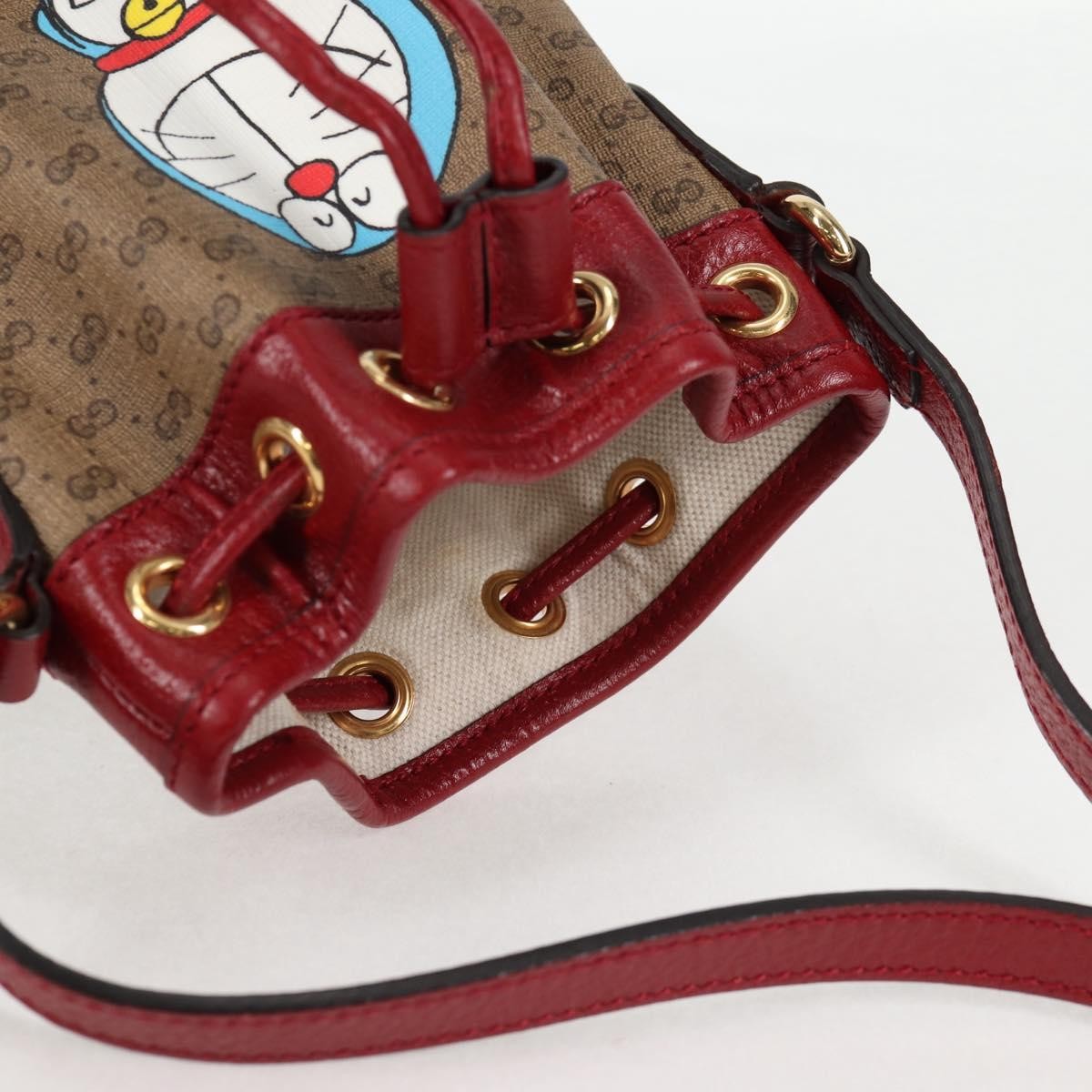 Gucci Doraemon Bucket Bag Printed Mini Gg Coated Canvas Beige Pvc Bag ( )