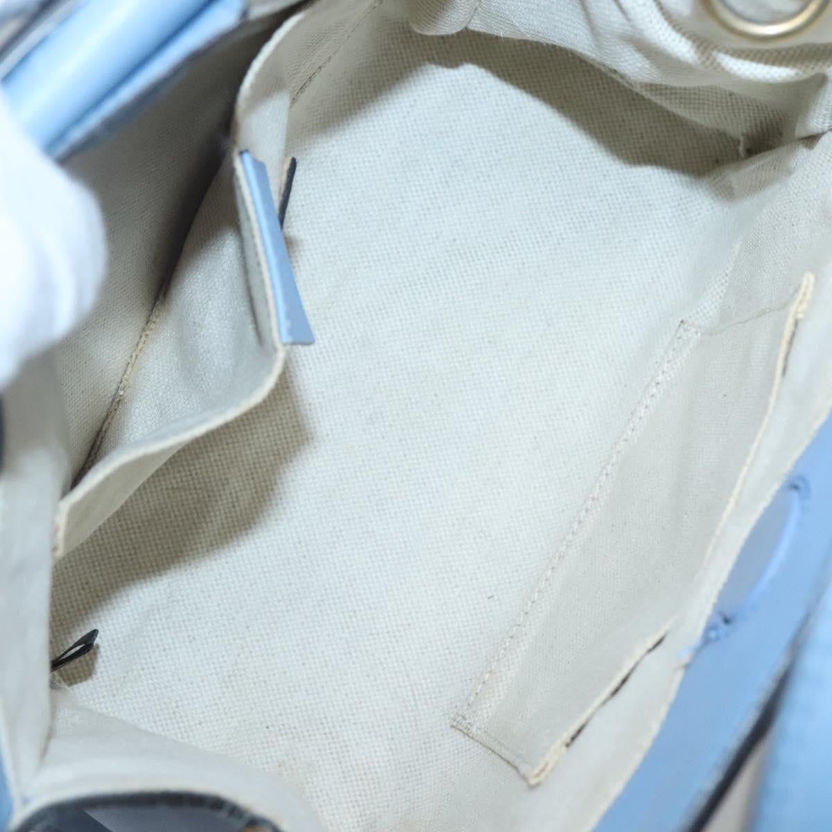 Gucci Gg Ribbon Tote Leather Blue Leather Shoulder Bag Bag ( )