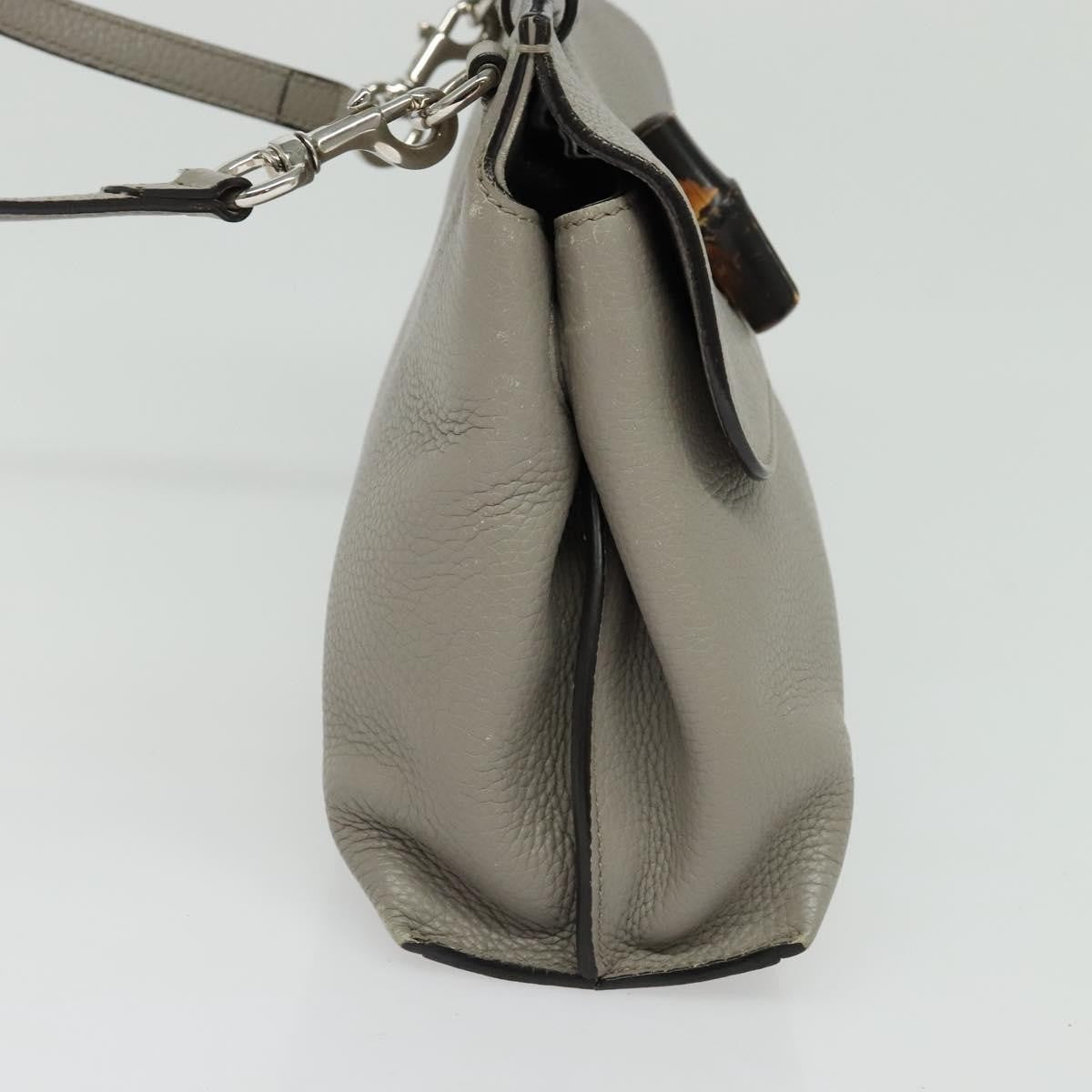 Gucci Bamboo Daily Top Handle Bag Leather Gray Leather Bag ( )