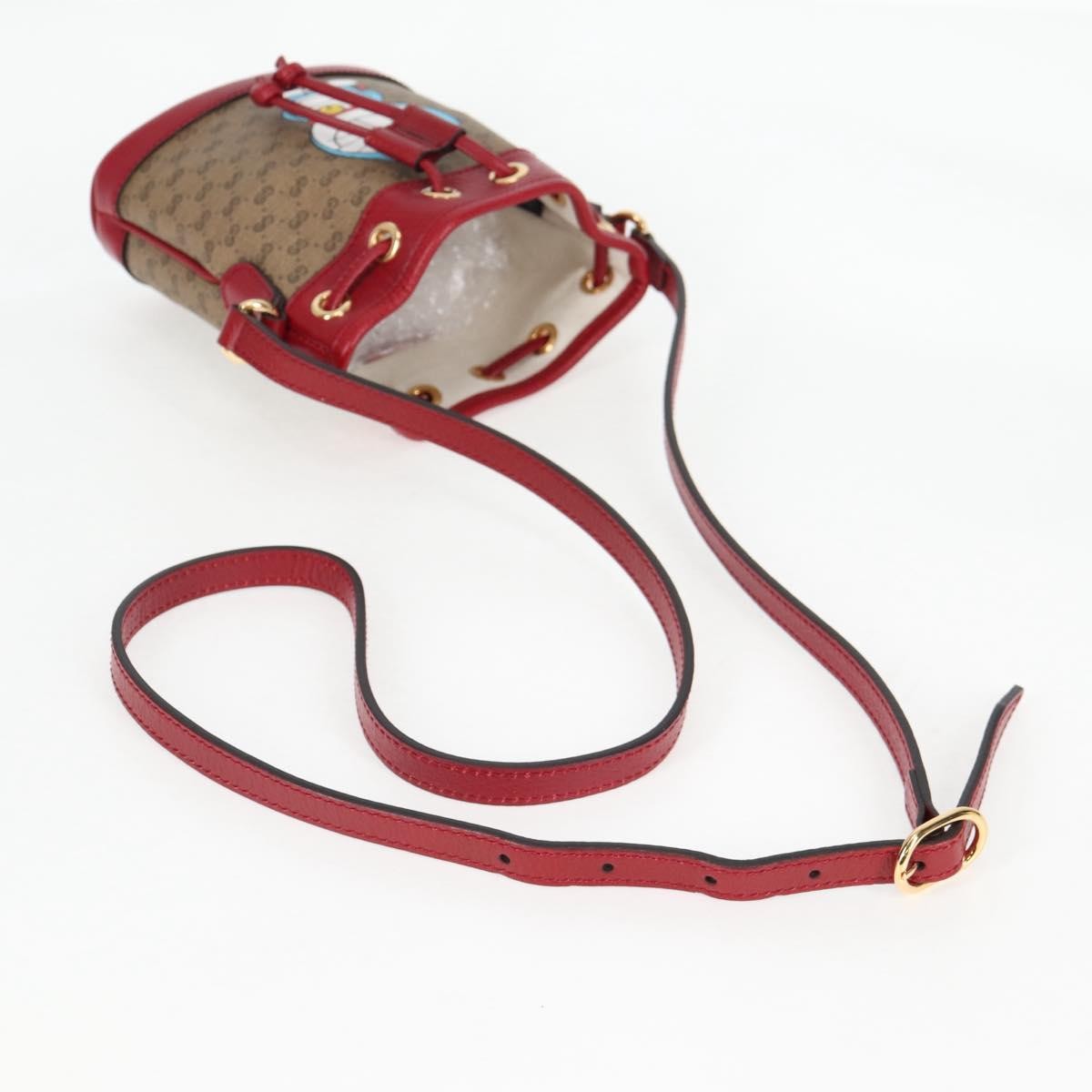 Gucci Doraemon Bucket Bag Printed Mini Gg Coated Canvas Beige Pvc Bag ( )