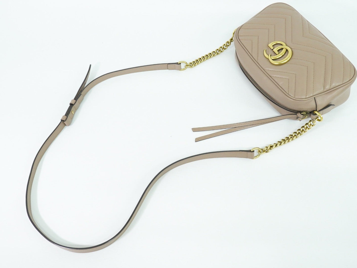 Gucci Gg Marmont Shoulder Bag Matelasse Leather Beige Leather Shoulder Bag Bag ( )