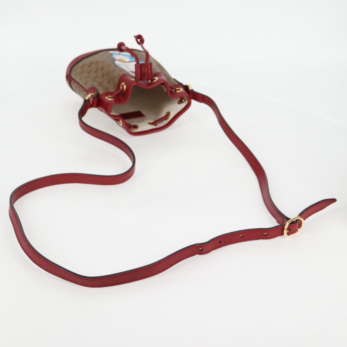 Gucci Doraemon Bucket Bag Printed Mini Gg Coated Canvas Beige Pvc Bag ( )