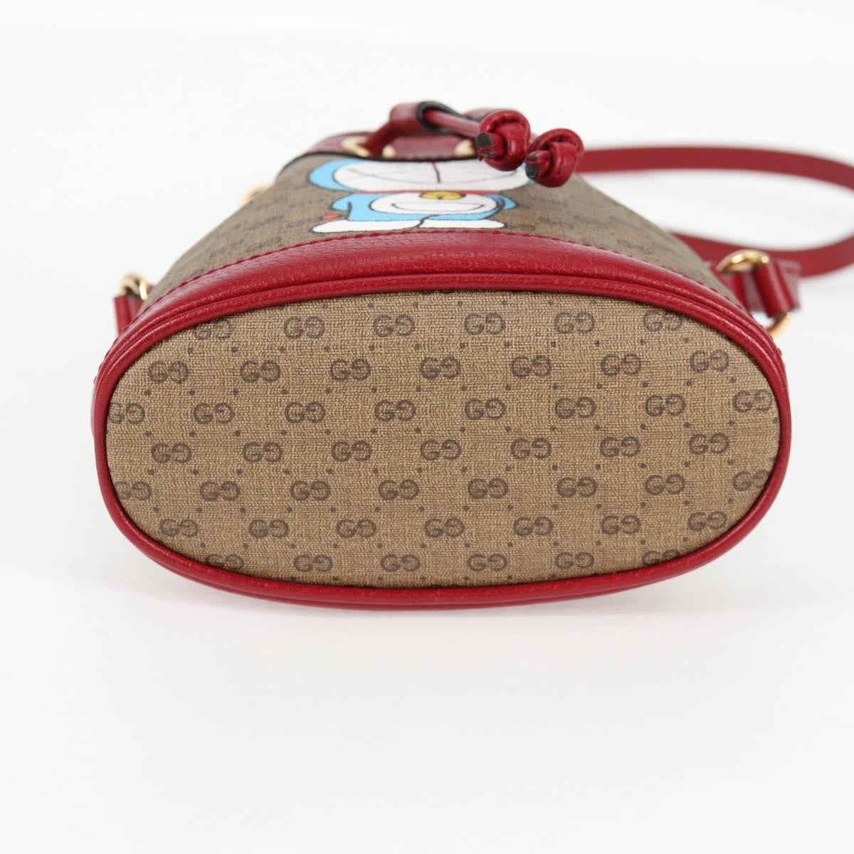 Gucci Doraemon Bucket Bag Printed Mini Gg Coated Canvas Beige Pvc Bag ( )