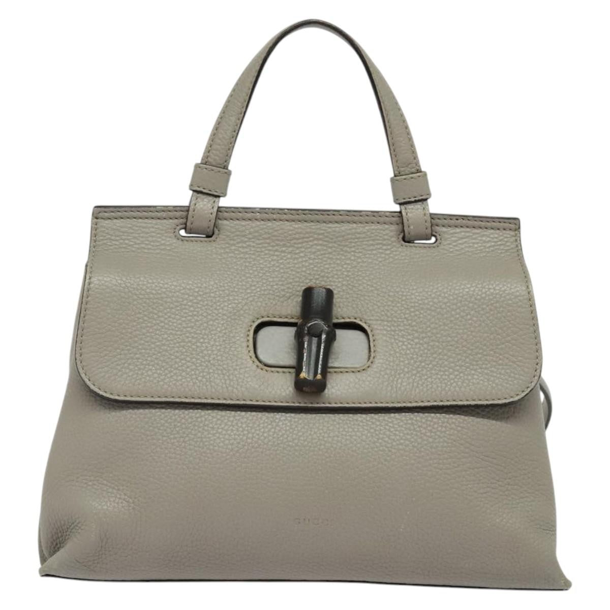 Gucci Bamboo Daily Top Handle Bag Leather Gray Leather Bag ( )