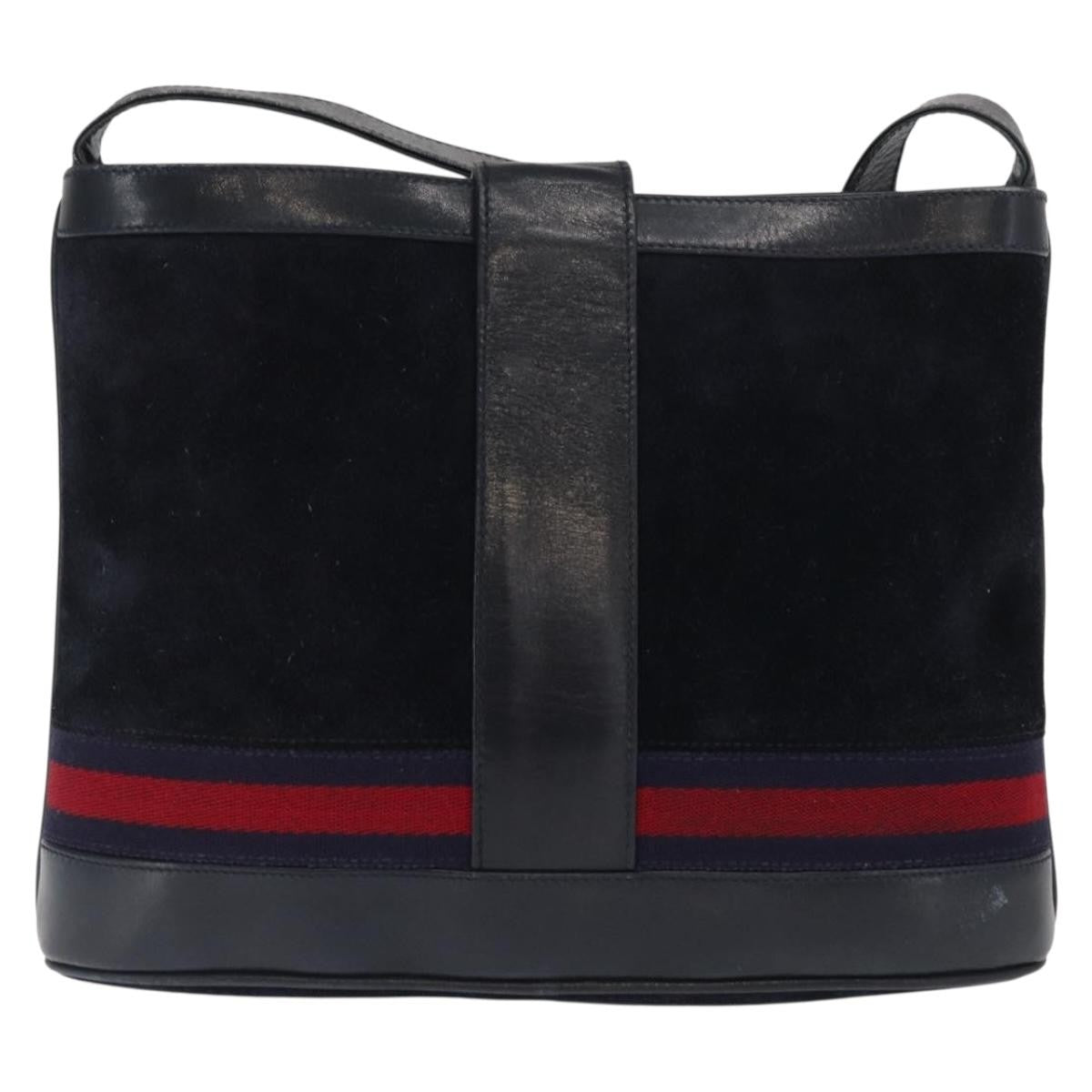 Gucci Sherry Line Shoulder Bag Suede Navy Suede Shoulder Bag Bag ( )