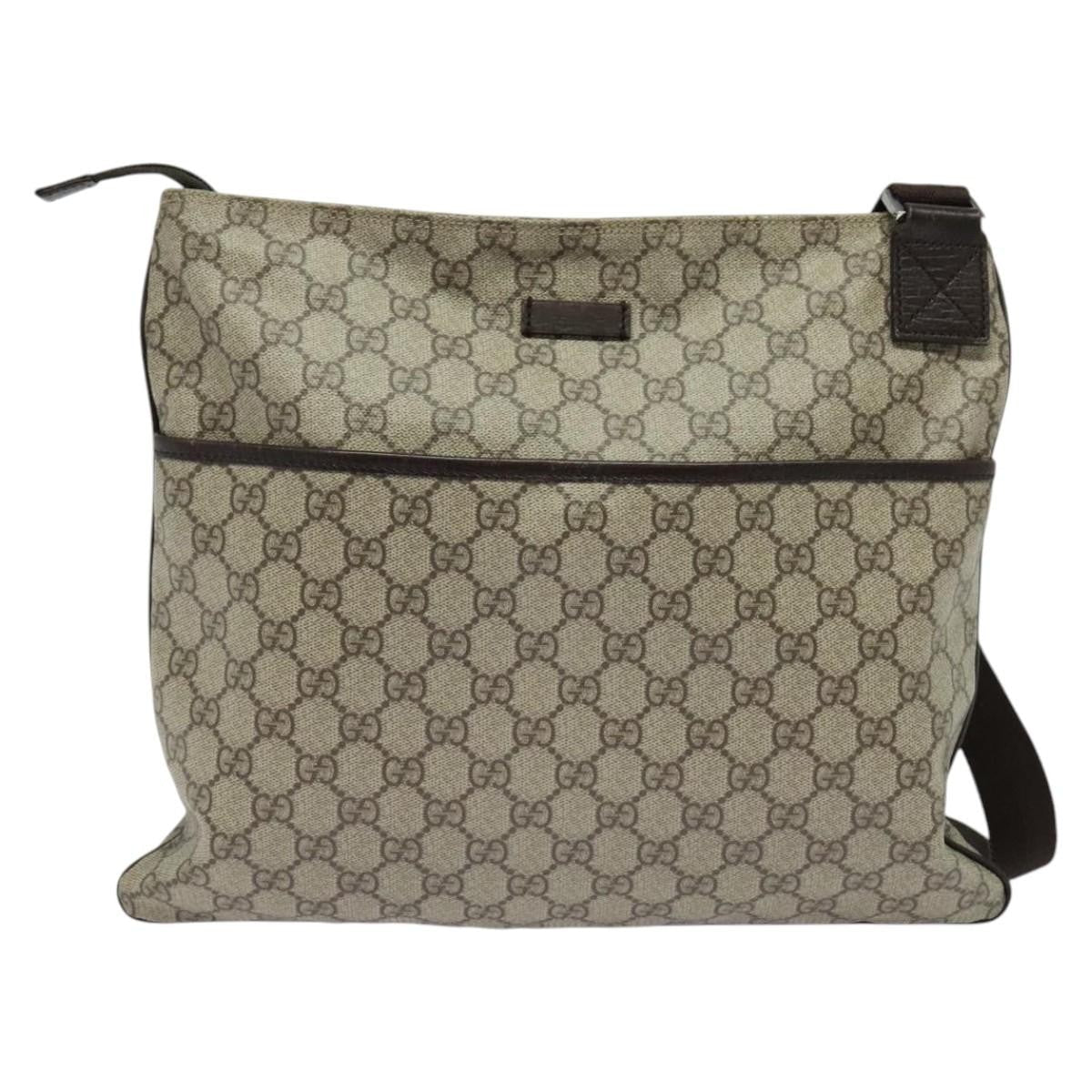 Gucci Zip Top Messenger Bag Gg Coated Canvas Beige Canvas Shoulder Bag Bag ( )