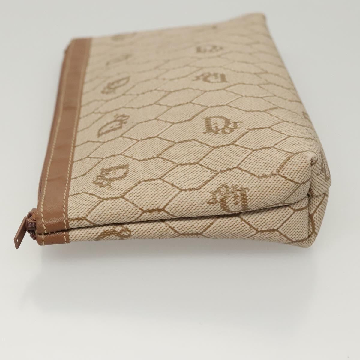 Christian Dior   Honeycomb Zip Pouch Coated Canvas Beige Pvc Bag ()