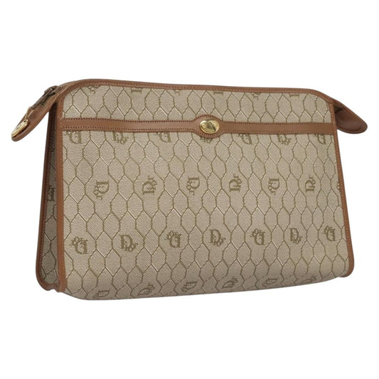 Christian Dior   Honeycomb Zip Pouch Coated Canvas Beige Pvc Clutche & Pouche Bag ()