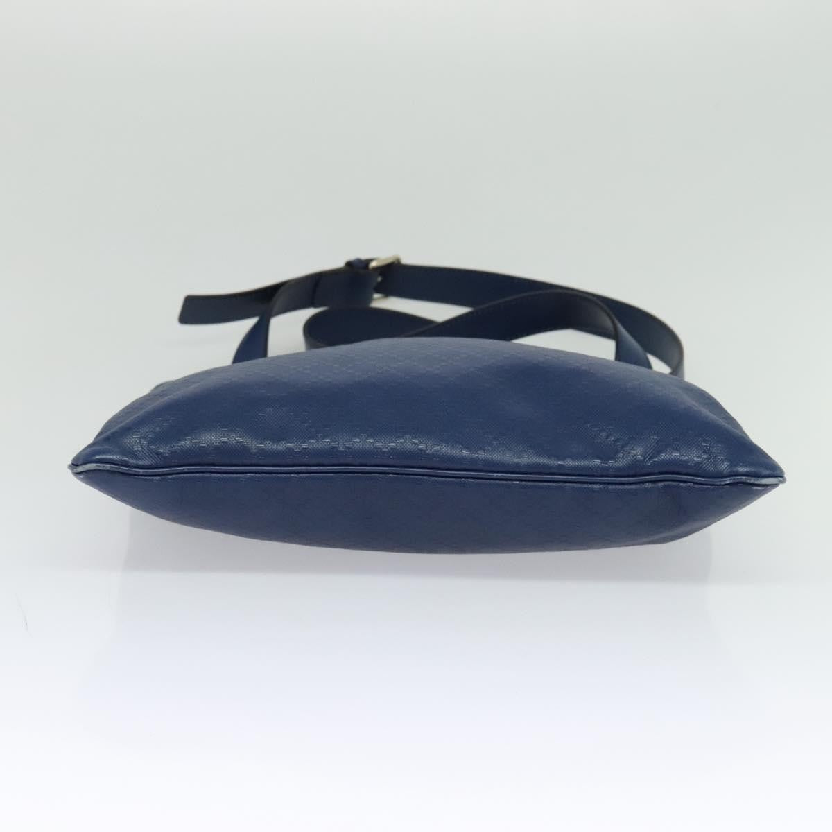Gucci Zip Top Messenger Bag Diamante Leather Blue Leather Shoulder Bag Bag ( )