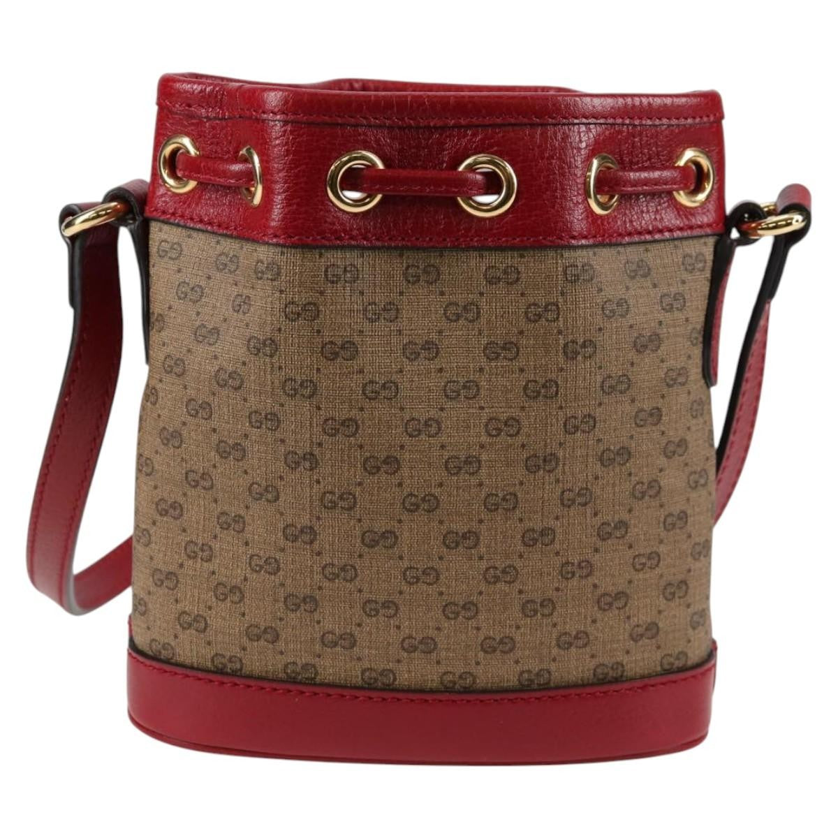 Gucci Doraemon Bucket Bag Printed Mini Gg Coated Canvas Beige Pvc Bag ( )