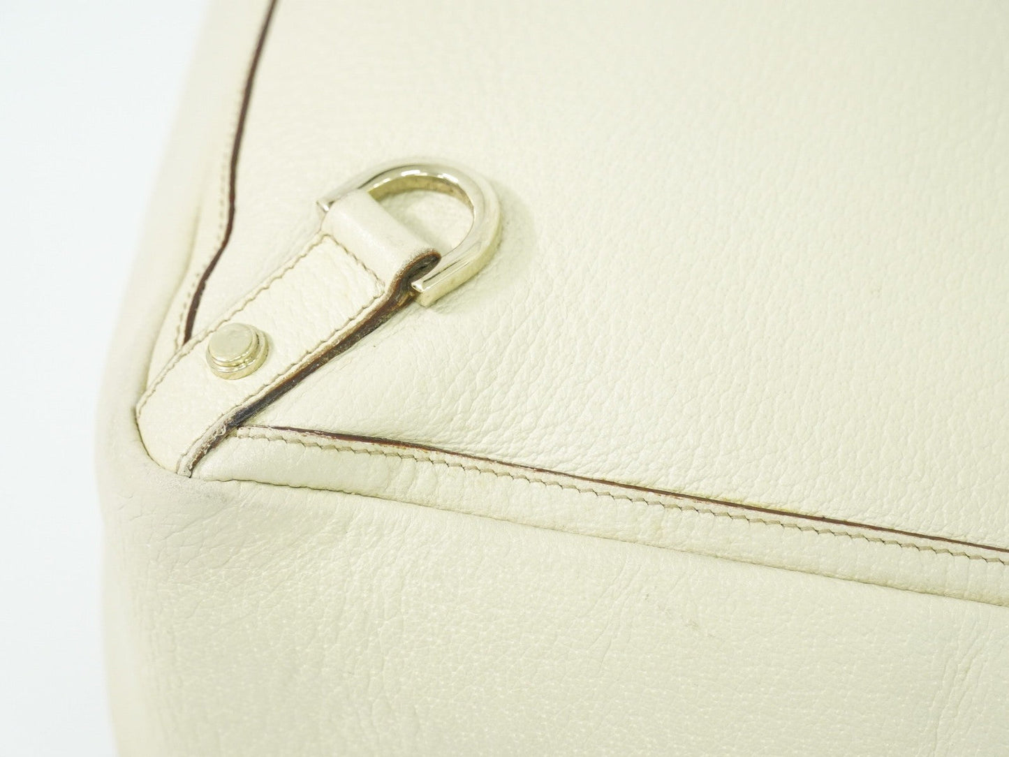 Gucci Abbey Leather With Gold Hardware Ecru Leather Tote Bag Bag ( )