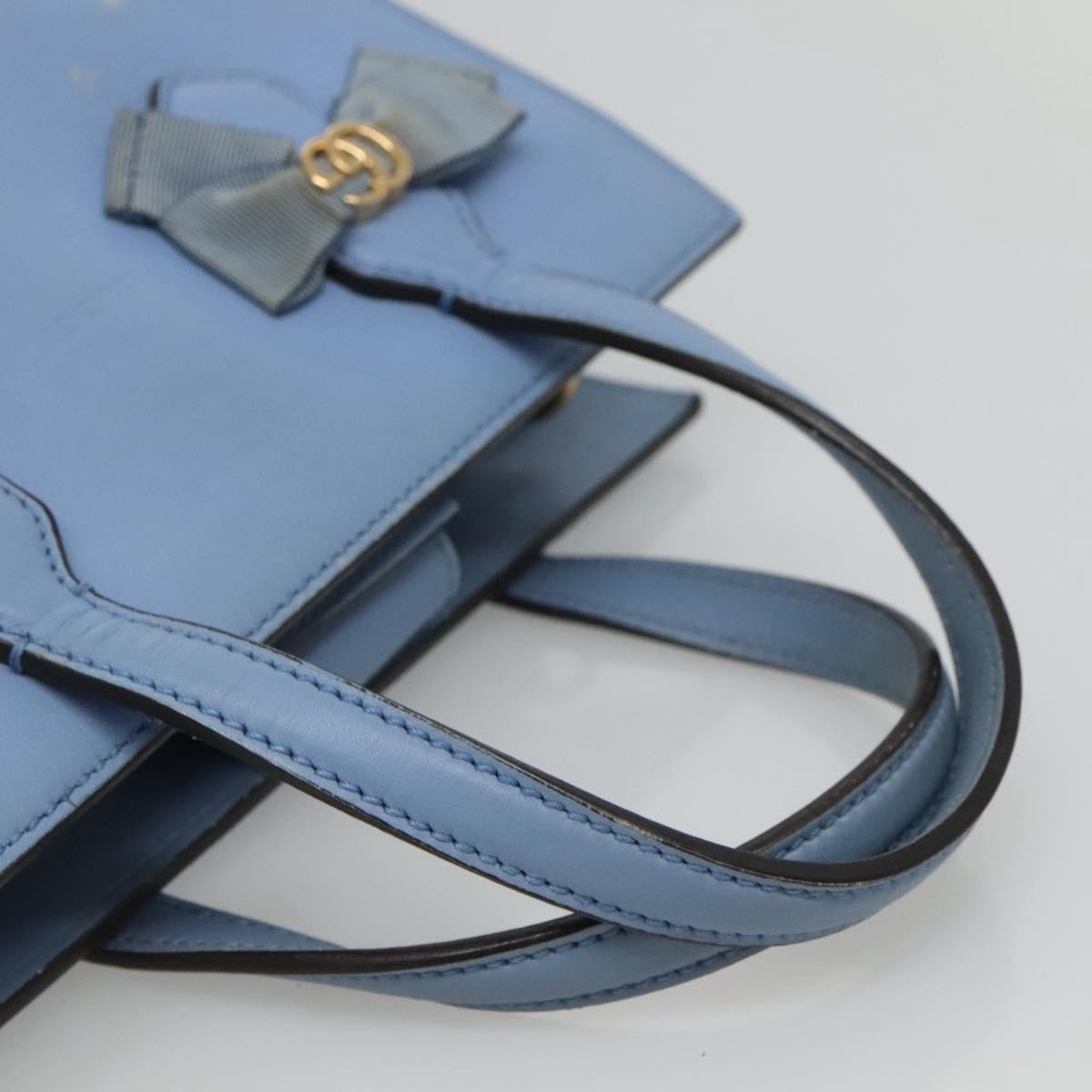 Gucci Gg Ribbon Tote Leather Blue Leather Shoulder Bag Bag ( )