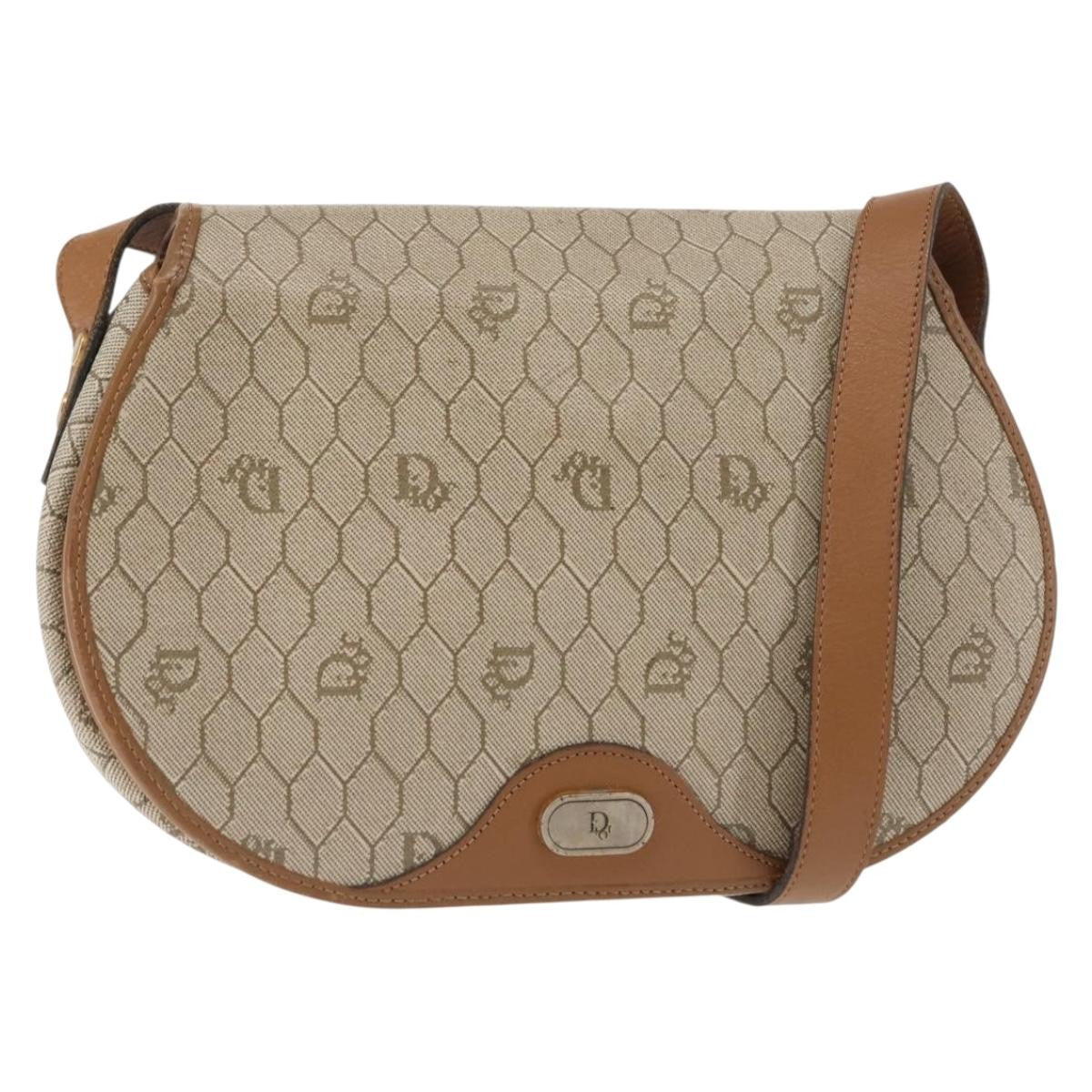 Christian Dior   Honeycomb Flap Crossbody Bag Coated Canvas Beige Canvas Bag ()