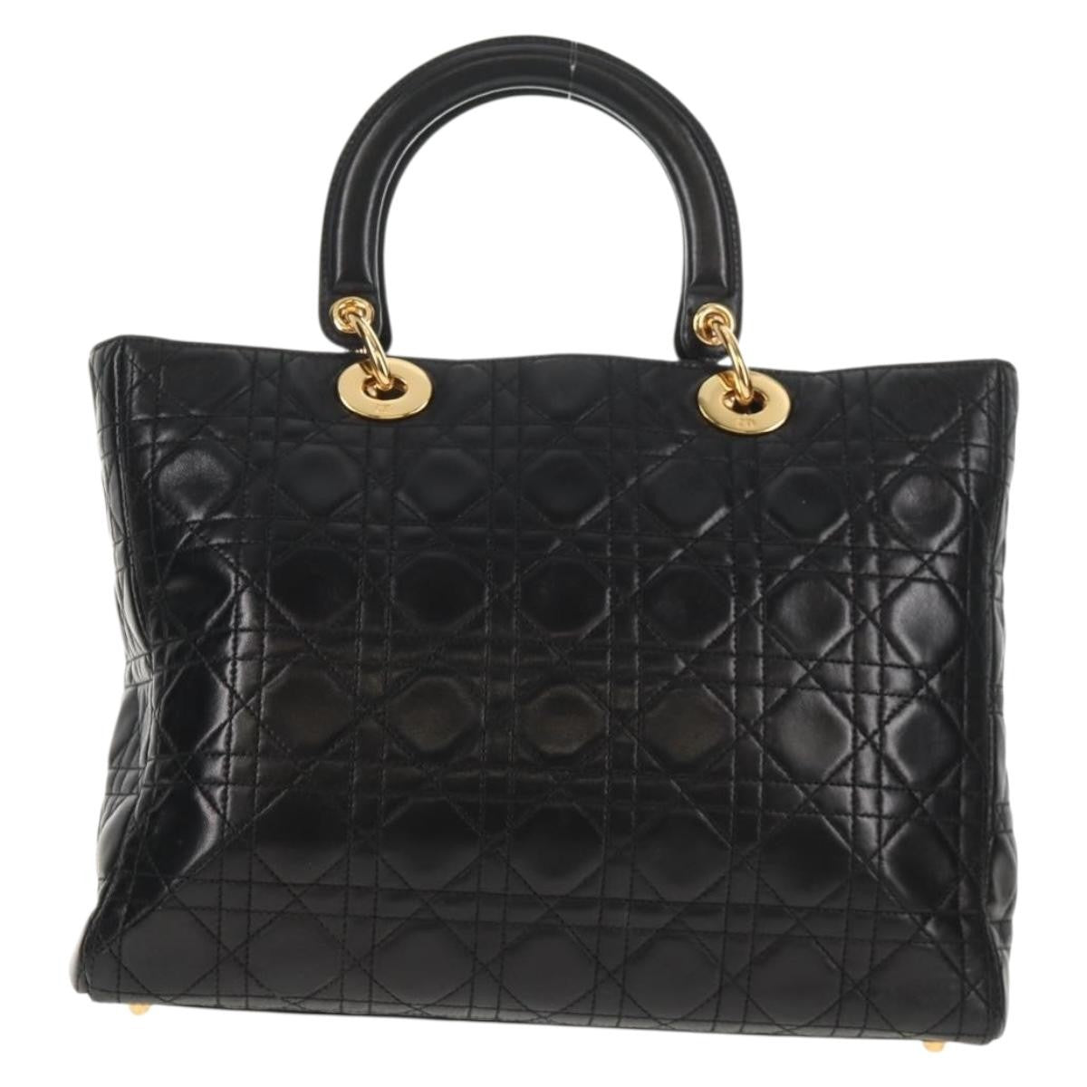 Christian Dior   Lady Dior Bag Cannage Quilt Lambskin Black Leather Bag ()