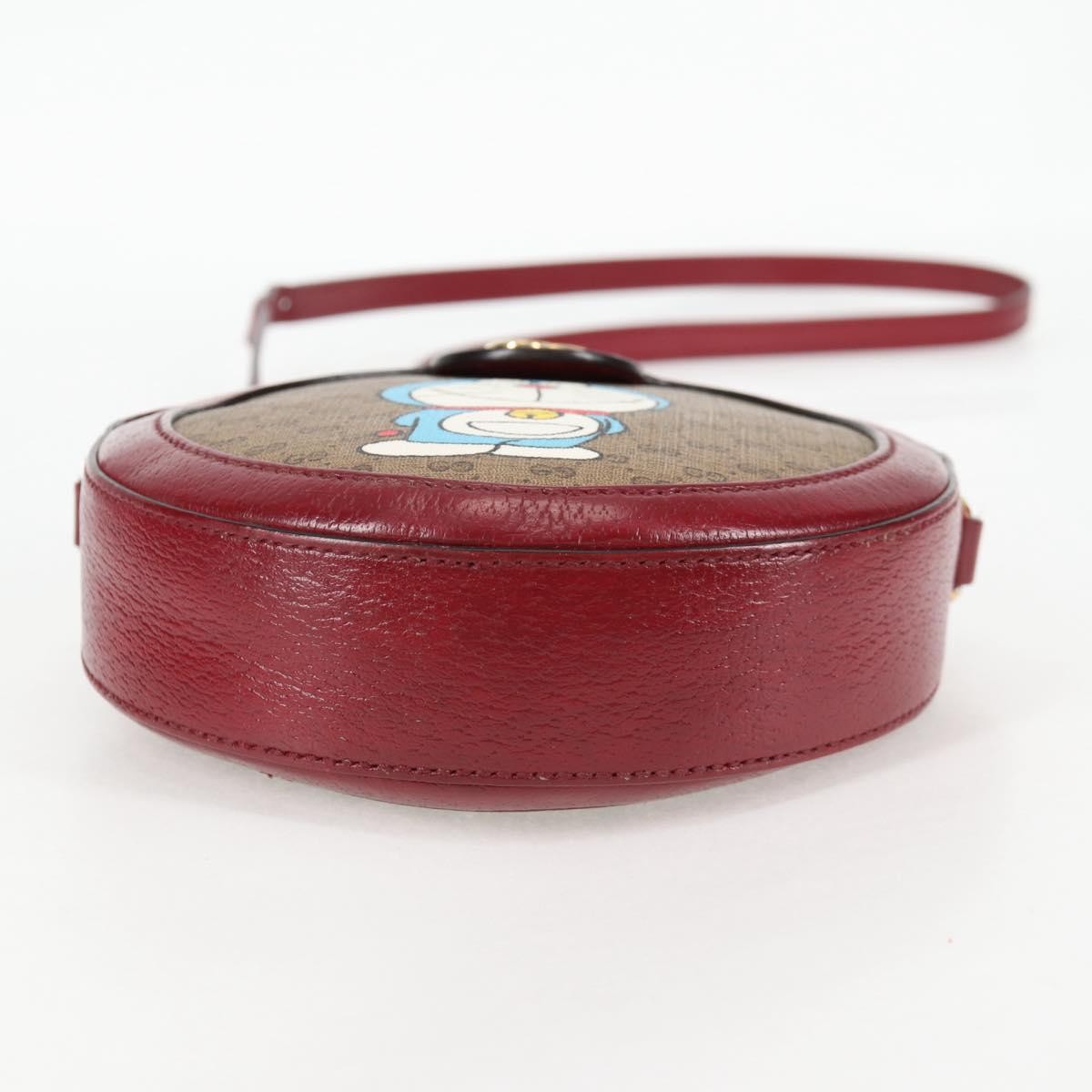 Gucci Doraemon Round Shoulder Bag Printed Mini Gg Coated Canvas Beige Pvc Bag ( )