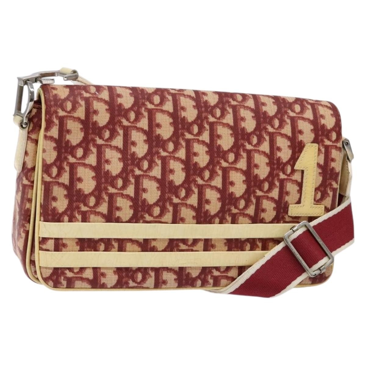 Christian Dior   Flap Crossbody Bag Canvas Red Canvas Shoulder Bag Bag ()