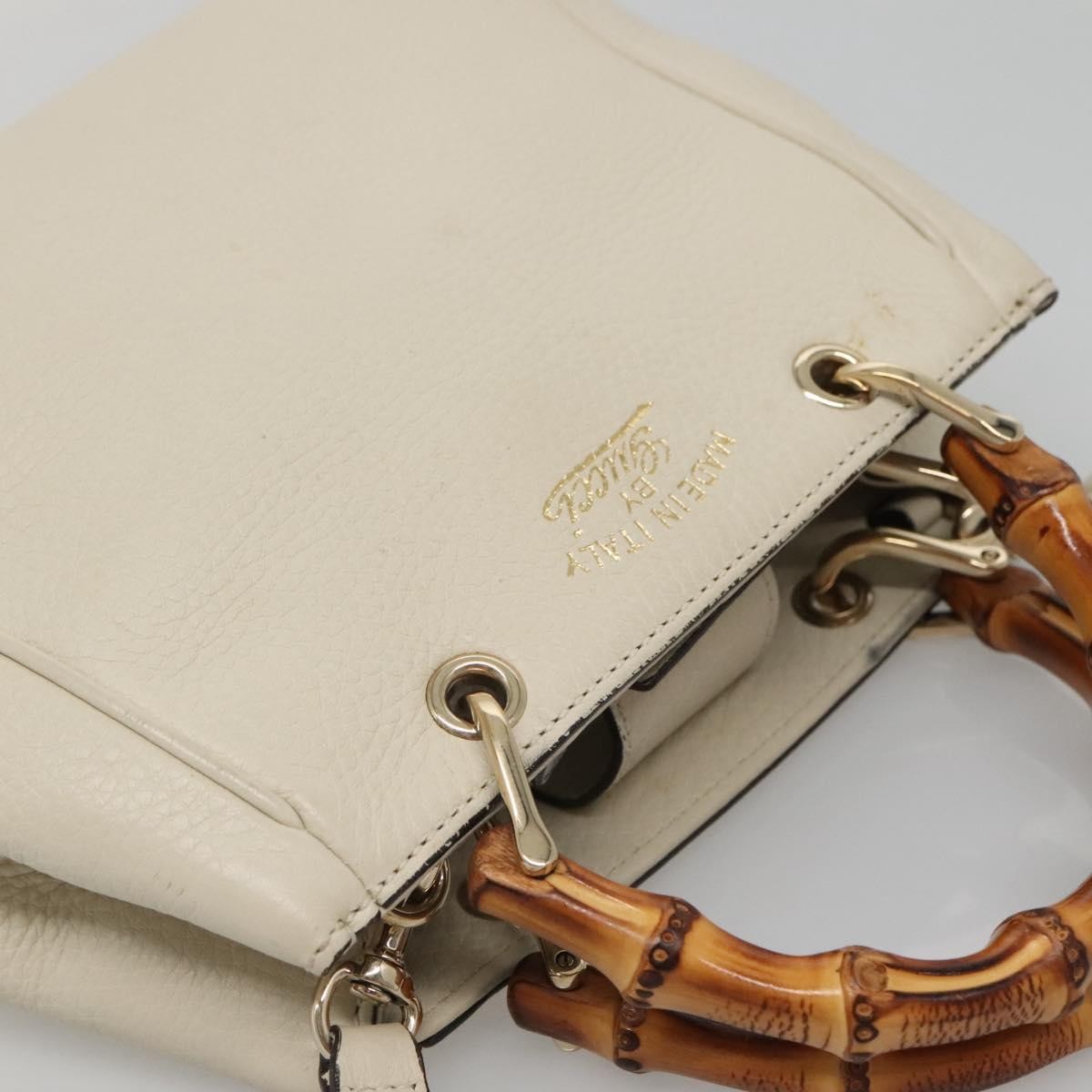 Gucci Bamboo Shopper Bag Leather White Leather Bag ( )