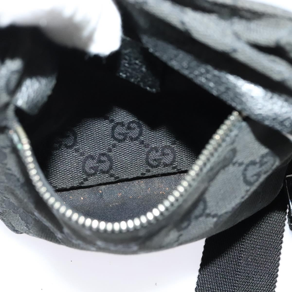 Gucci   Double Belt Bag Gg Canvas With Leather Black Canvas Bag ( )