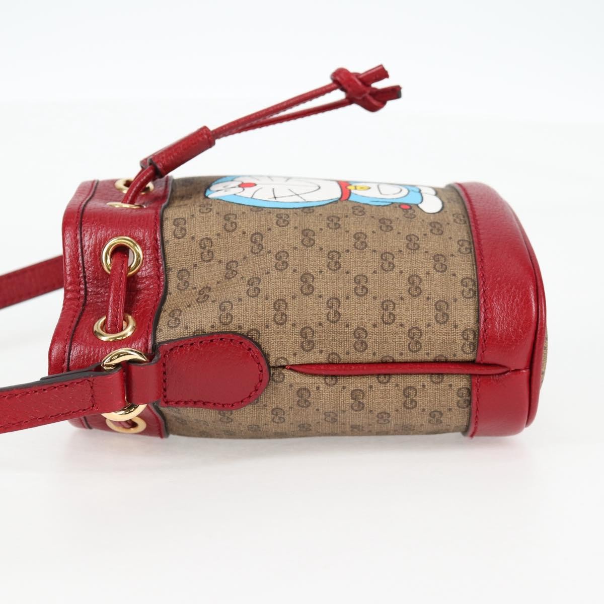 Gucci Doraemon Bucket Bag Printed Mini Gg Coated Canvas Beige Pvc Bag ( )