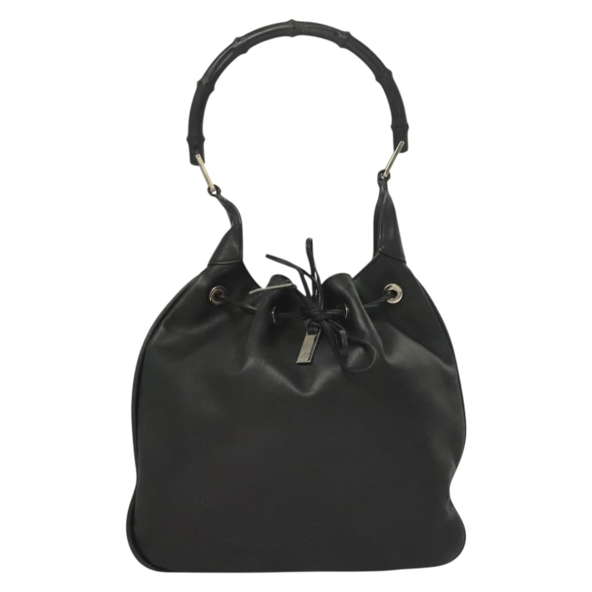 Gucci   Bamboo Shoulder Bag Leather Black Leather Handbag ( )