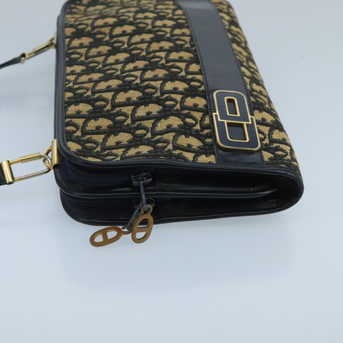 Christian Dior   Trotter Crossbody Bag Diorissimo Coated Canvas Navy Canvas Shoulder Bag Bag ()